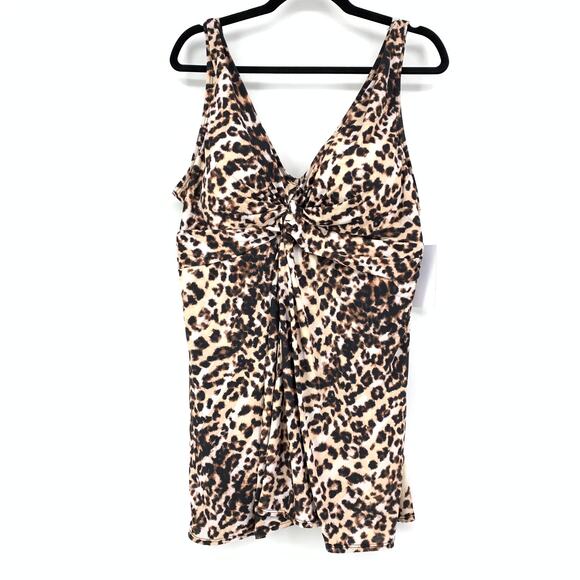 Swimsuits For All Swimsuit Women's Size 22 One Piece Skirted Leopard Print NEW - Picture 1 of 7